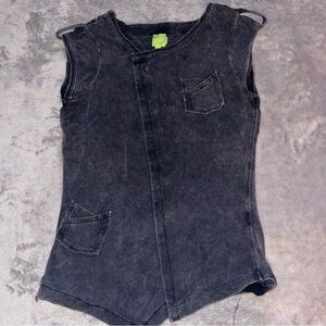 Adam Jacob’s Edgy Charcoal/Gray Cotton Sleeveless Muscle Tee/Top